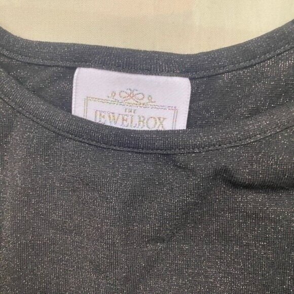 Jewel Box Tiered - Black, Metallic-Silver Maxi Dress – Women’s Size Small - Picture 6 of 8